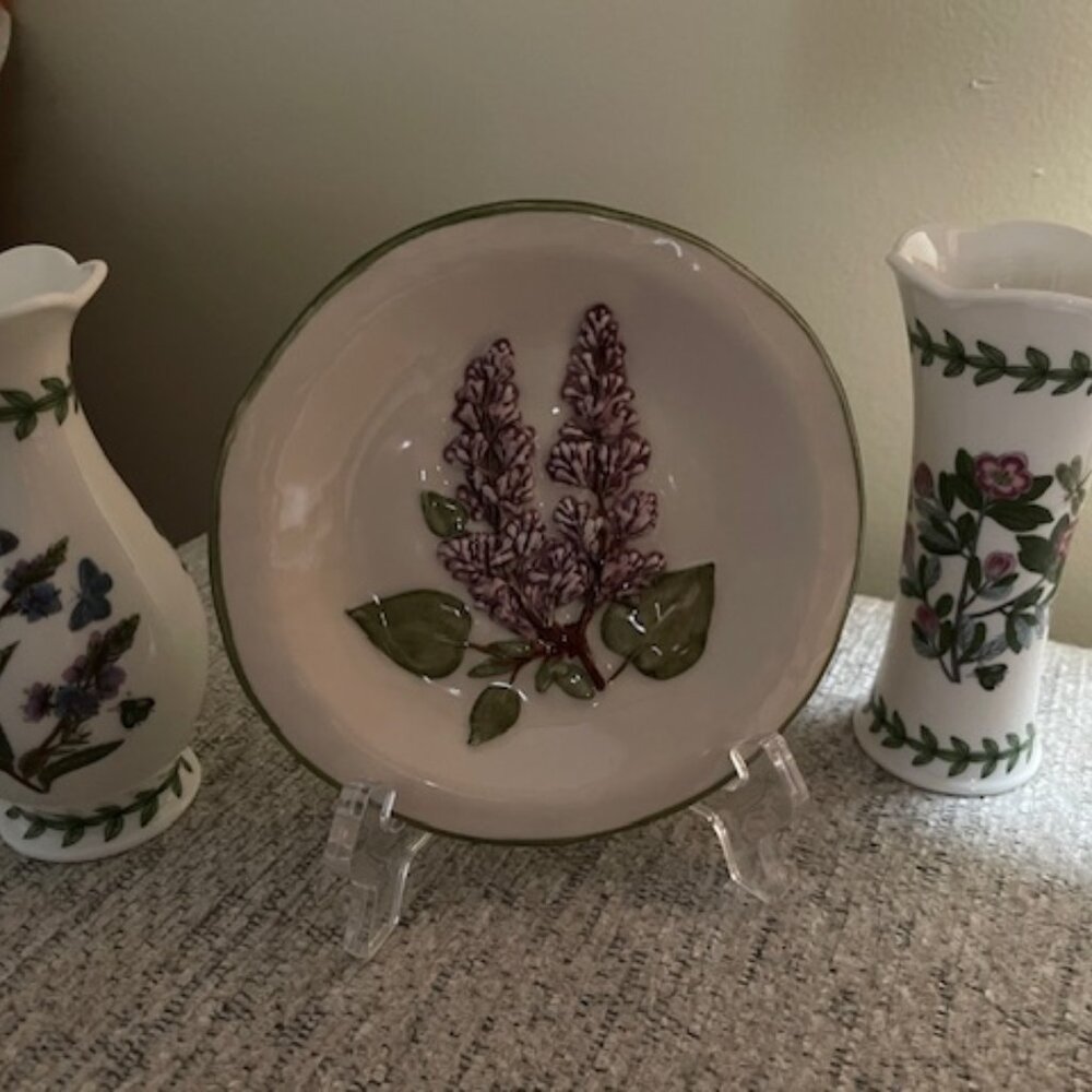 Portmeirion, set of 2 Botanic Garden Mini Vases & Stillwater Pottery Mini Plate